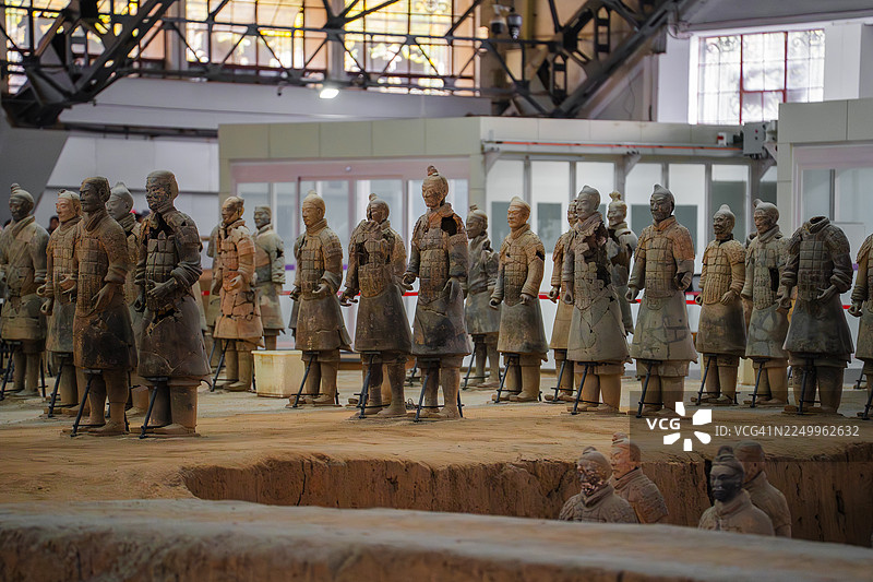 兵马俑在发掘坑中的雕像图片素材