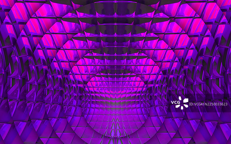 金属表面反射紫色的灯光。图片素材