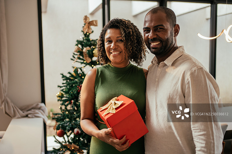 圣诞节一对成熟夫妇的肖像图片素材