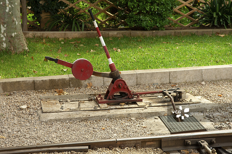 西班牙马略卡岛索列尔电车道岔的转换杆图片素材