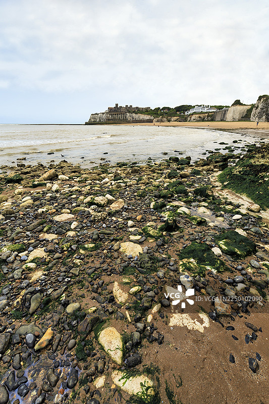 英国肯特郡维京湾的卵石海滩，金斯盖特湾图片素材