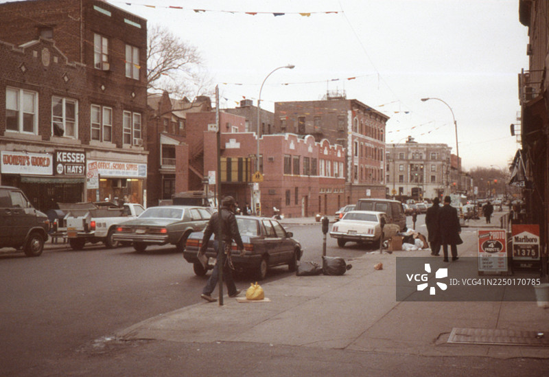 1988年纽约布鲁克林皇冠高地街景老照片图片素材