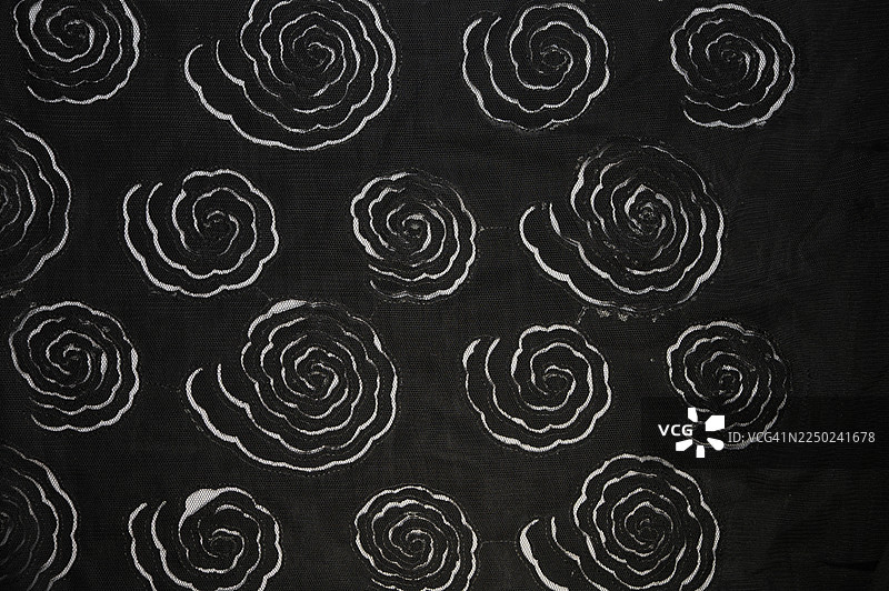 全画幅拍摄的黑色蕾丝刺绣面料图片素材