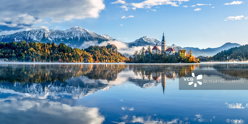 斯洛文尼亚，欧洲，布莱德湖图片素材
