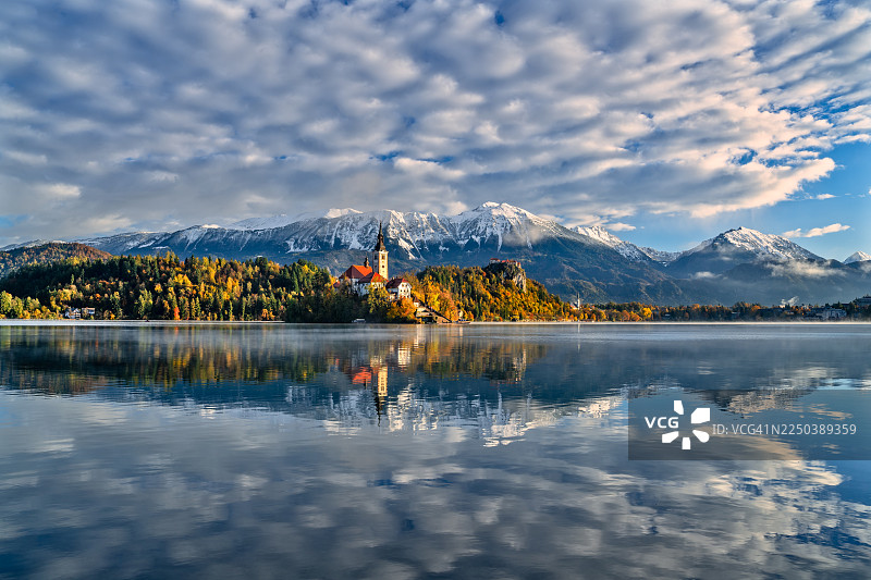斯洛文尼亚，欧洲，布莱德湖图片素材
