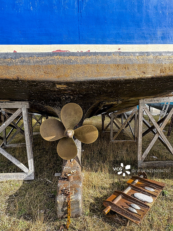 船只螺旋桨的特写图片素材