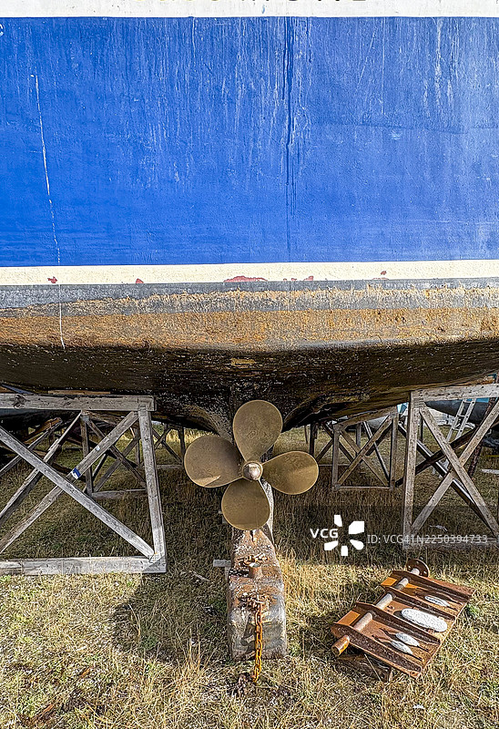 船舶螺旋桨的特写图片素材