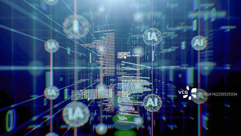 计算机代码与数据科学界面的动态图形可视化，软件开发与数据处理动画，科技抽象背景图片素材