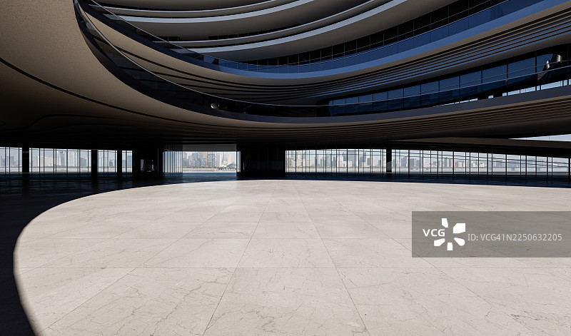 弯曲的多层现代建筑空间图片素材