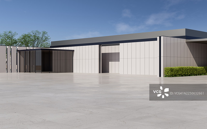 极简现代别墅外观，带有大理石饰板图片素材