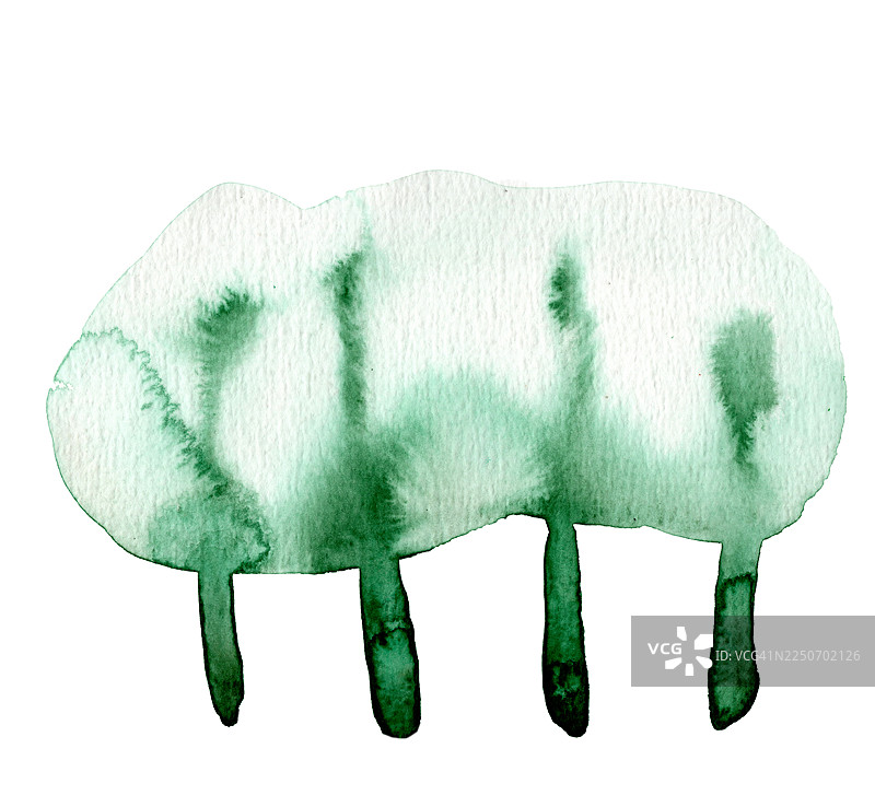 交织的绿色树冠抽象水彩构图图片素材