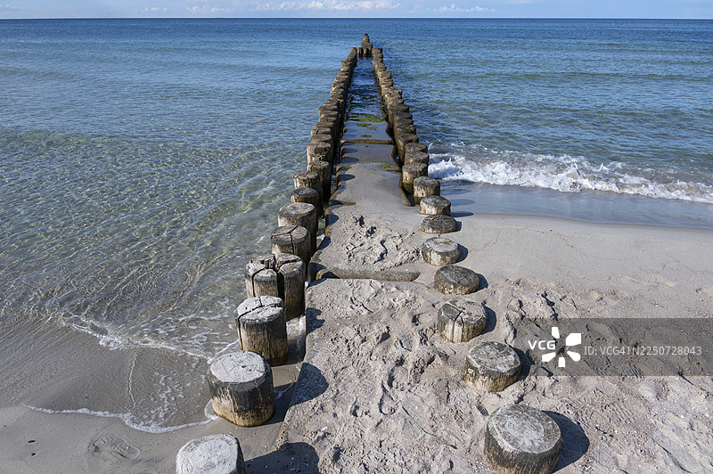 波罗的海的沟壑，阿伦德霍普附近的海滩，达斯，梅克伦堡-前波莫瑞，德国图片素材