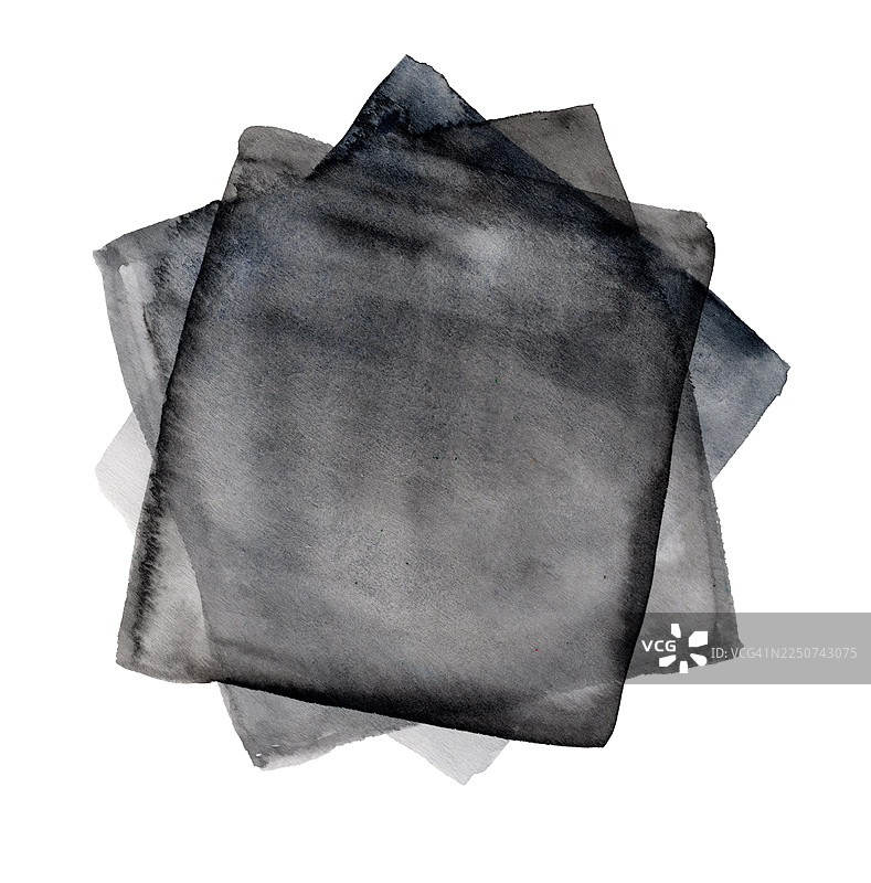 黑色透明方形重叠的抽象水彩几何图形图片素材