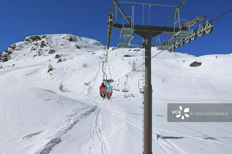 缆车，托尼奥拉高山滑雪区，圣马蒂诺迪卡斯特罗扎，特伦蒂诺-上阿迪杰，意大利图片素材