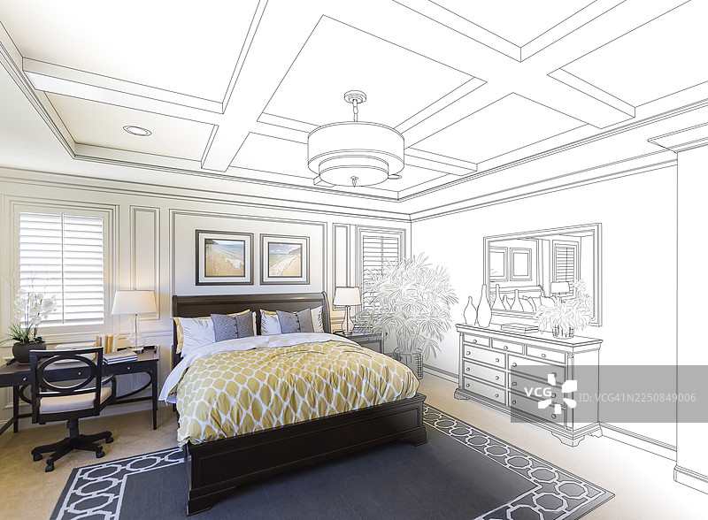 精美的定制卧室图画，渐变为照片图片素材