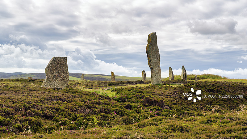 苏格兰奥克尼群岛梅恩兰岛的史前石圈，布罗德加石圈图片素材
