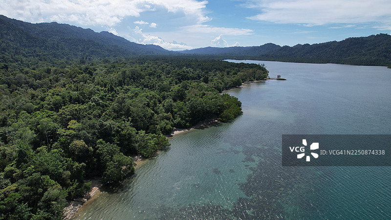 印度尼西亚西南巴布亚的海岸线与雨林生物多样性。图片素材
