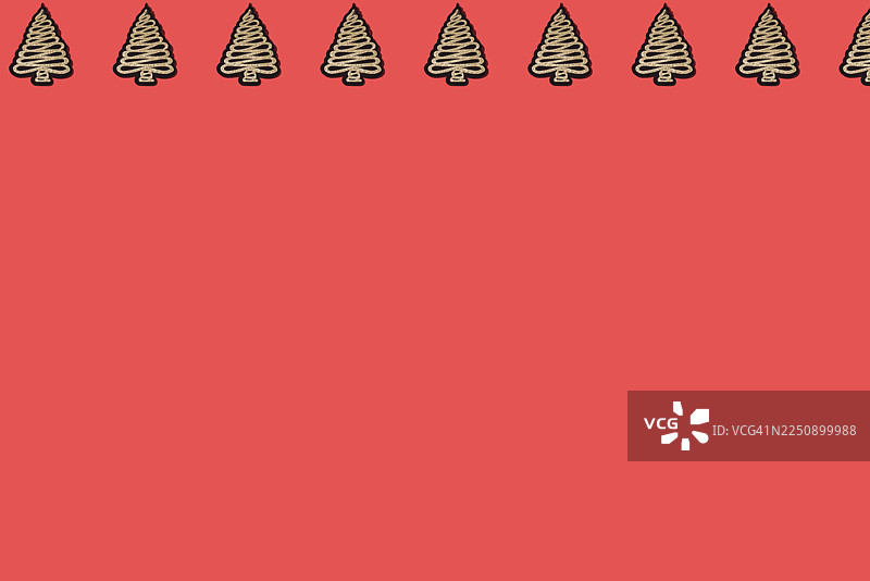 红色背景上黑色和金色圣诞树的图案，派对、装饰、庆祝、圣诞老人、三贤士、节日、新年和奢华。图片素材