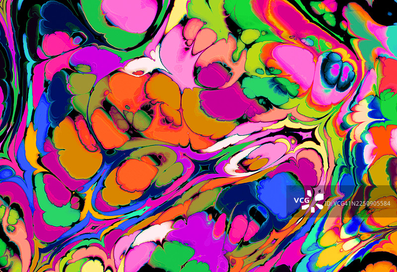 充满活力的水磨石抽象背景，使用水彩颜料、丙烯酸墨水绘画，迸发、晕染、刷出波纹效果的设计图片素材