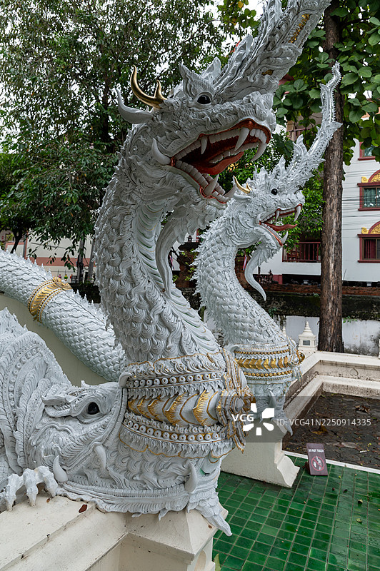 清迈契迪龙寺的蛇桥图片素材