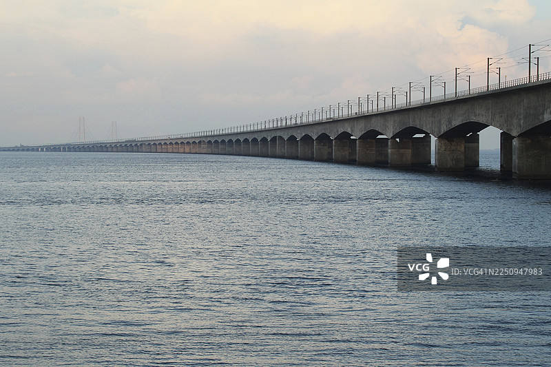 丹麦至瑞典的厄勒海峡大桥，斯堪的纳维亚图片素材