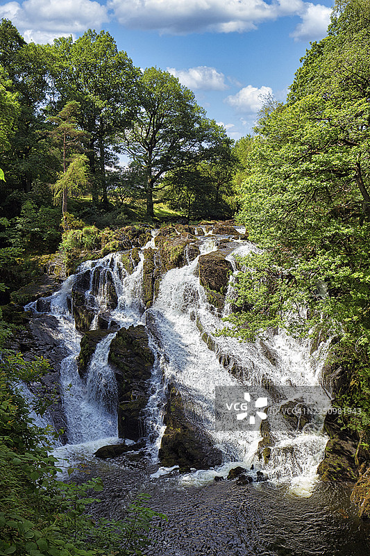 斯沃洛瀑布，卢格威河，贝图斯-科伊德，康威，斯诺登尼亚国家公园，威尔士，英国图片素材