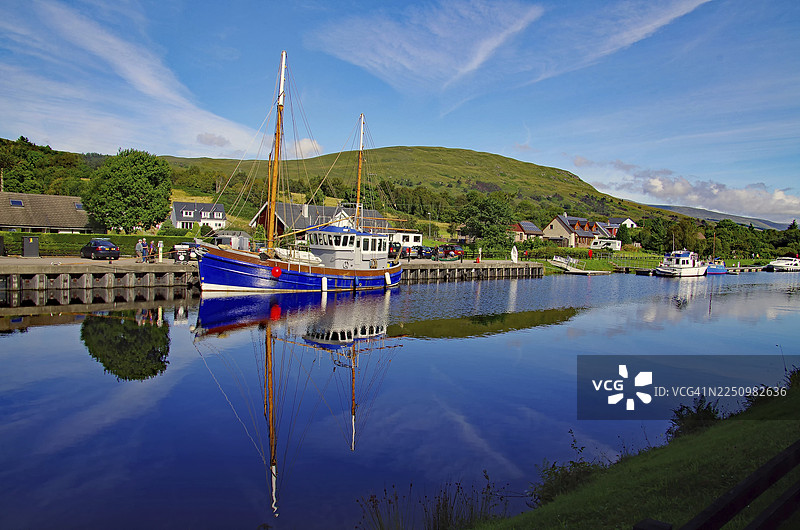 苏格兰高地威廉堡，大不列颠，运河船只，苏格兰运河图片素材