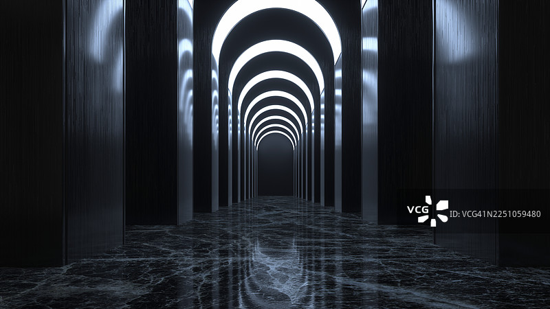 3D现代科技隧道空间图片素材
