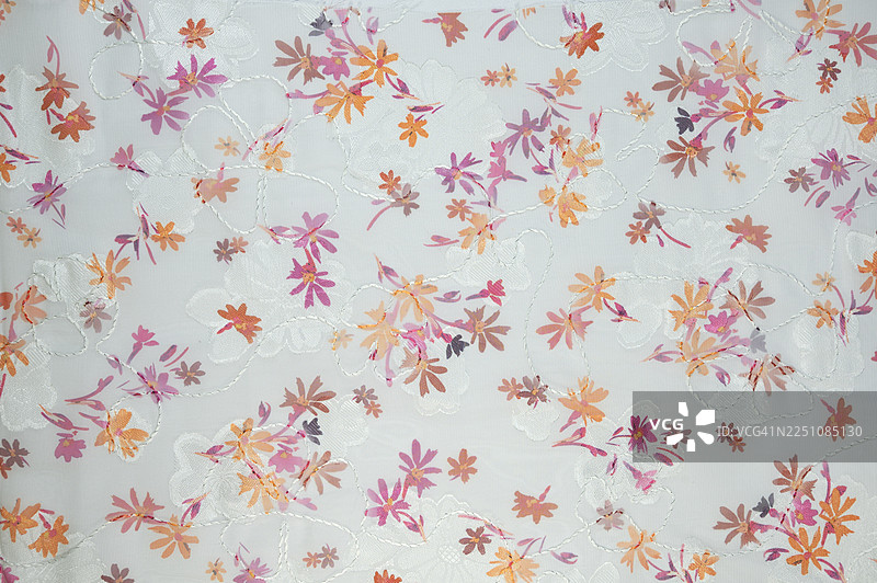 全画幅拍摄的精美蕾丝花卉刺绣面料图片素材