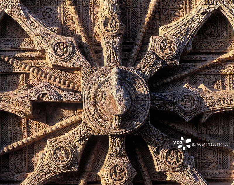 印度科纳克太阳神庙的石轮图片素材