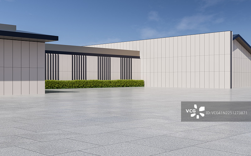 现代建筑外墙和铺砌广场图片素材