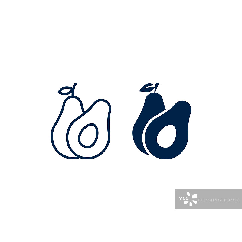 牛油果图标集水果标志模板设计插画图片素材