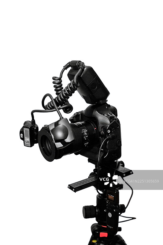 专业的微距摄影设备，孤立在白色背景上图片素材