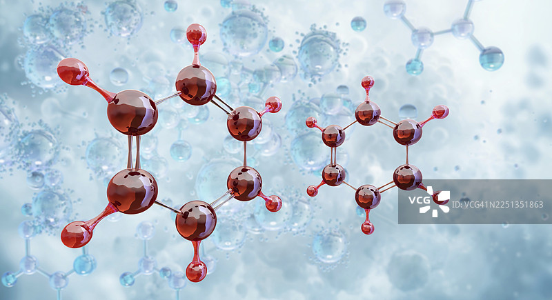 苯分子结构，插画图片素材