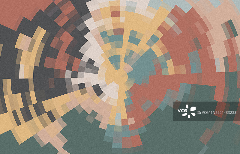 抽象螺旋马赛克弧形图案背景，采用温暖的大地色调，目标像素，几何万花筒，复古同心瓦片，家具绘画，2026年流行色图片素材
