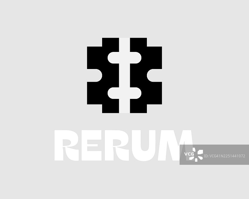 简约风格哑铃负空间标志。智能健身房矢量徽标。图片素材