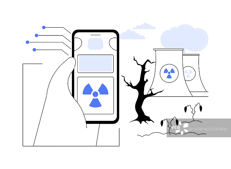 辐射传感器隔离的卡通矢量图。图片素材