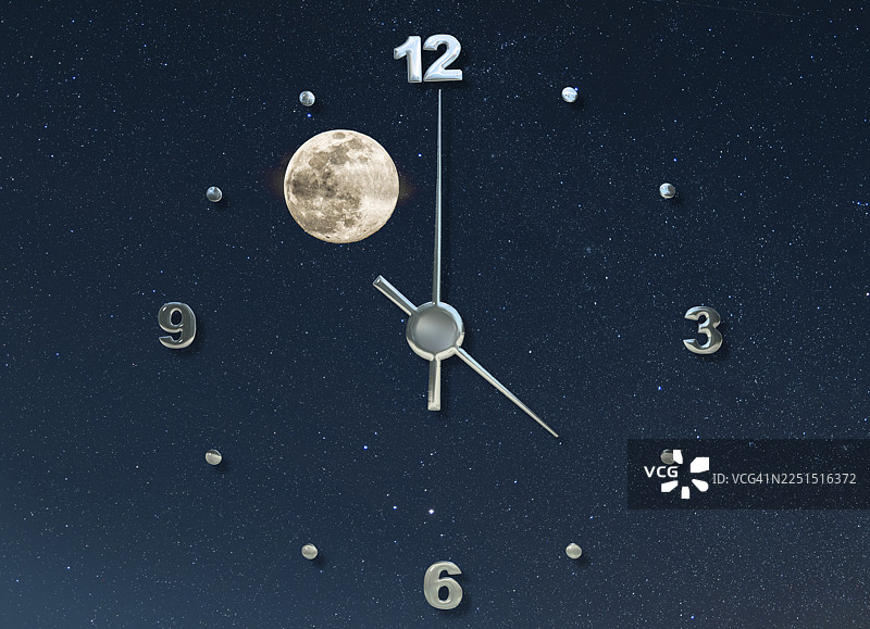 失眠问题，时钟显示凌晨四点，背景是星空。图片素材