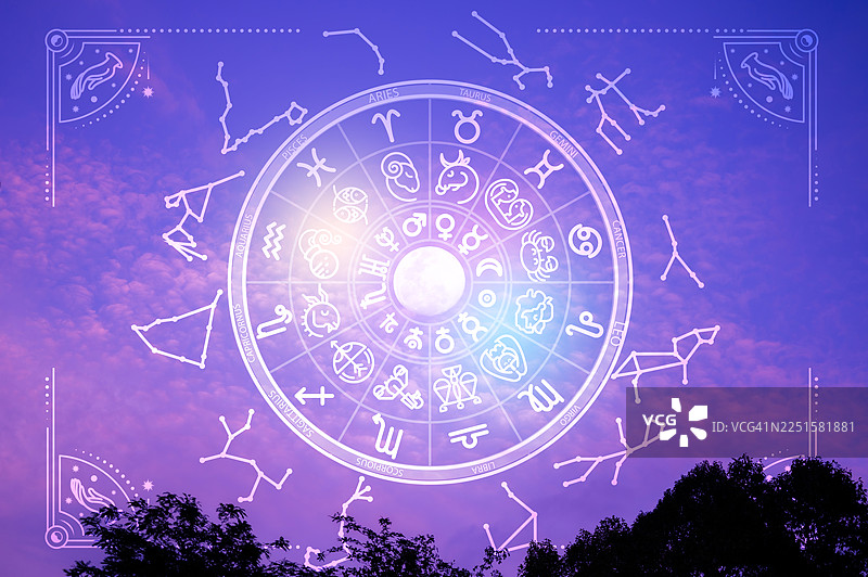 星座与占星术，包含星座图、概念、预测、运势、信仰图片素材