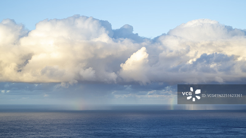 彩虹，海面，乌云，雨，马德拉，葡萄牙图片素材
