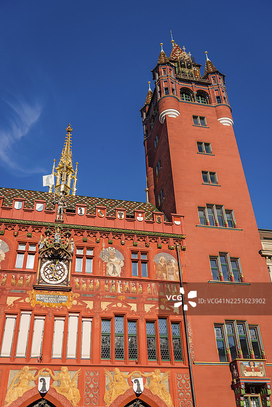 巴塞尔市政厅广场红楼的外部景观图片素材