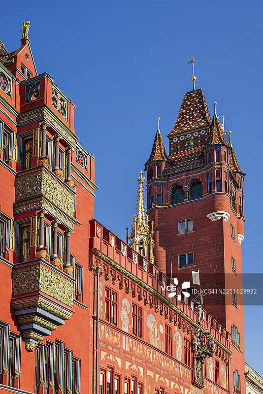 巴塞尔集市广场红屋市政厅外观图片素材