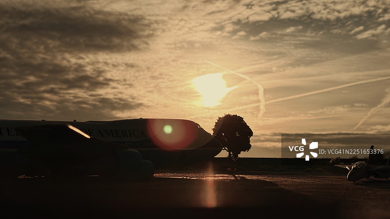 被遗弃的波音747“空军一号”停在飞机坟场。图片素材