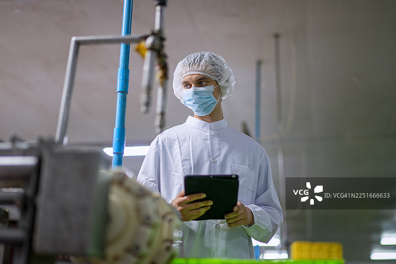 罐头鱼工厂的检验员正在工作。图片素材