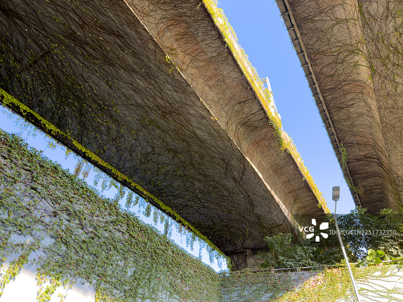 阳光下的绿色桥梁立交桥图片素材