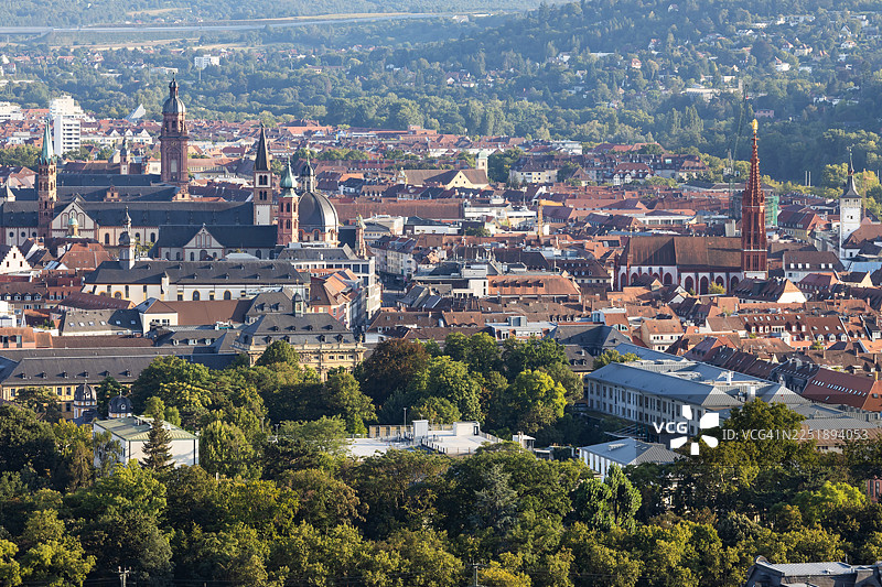 俯瞰维尔茨堡老城（德国巴伐利亚州）图片素材