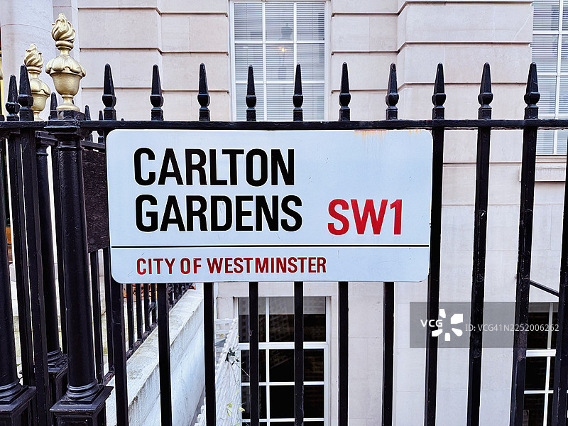 卡尔顿花园SW1街道标志图片素材