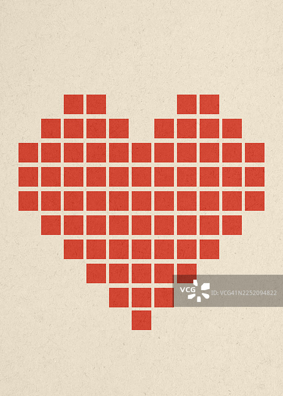 像素化红心插画，象征着爱与情人节图片素材