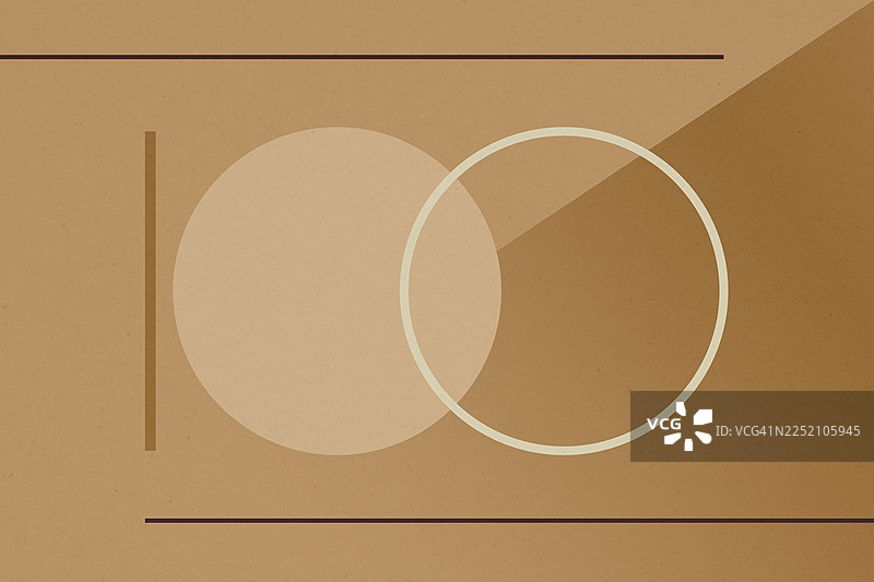 几何包豪斯风格数字100插画，棕色和米色图片素材