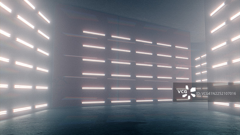 夜晚空旷的未来主义城市走廊图片素材